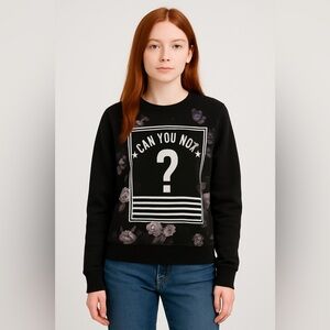 Mighty Fine Black Floral Graphic Sweatshirt Medium